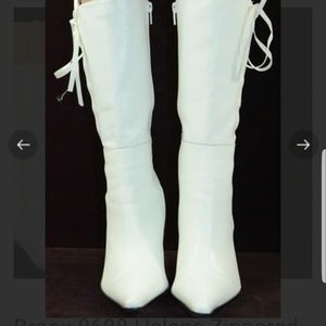 White Leather Boots-8.5